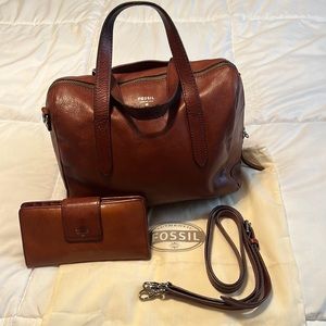 Fossil Sydney Satchel 1 Adjustable & Detachable Shoulder Strap, 2 Handles.